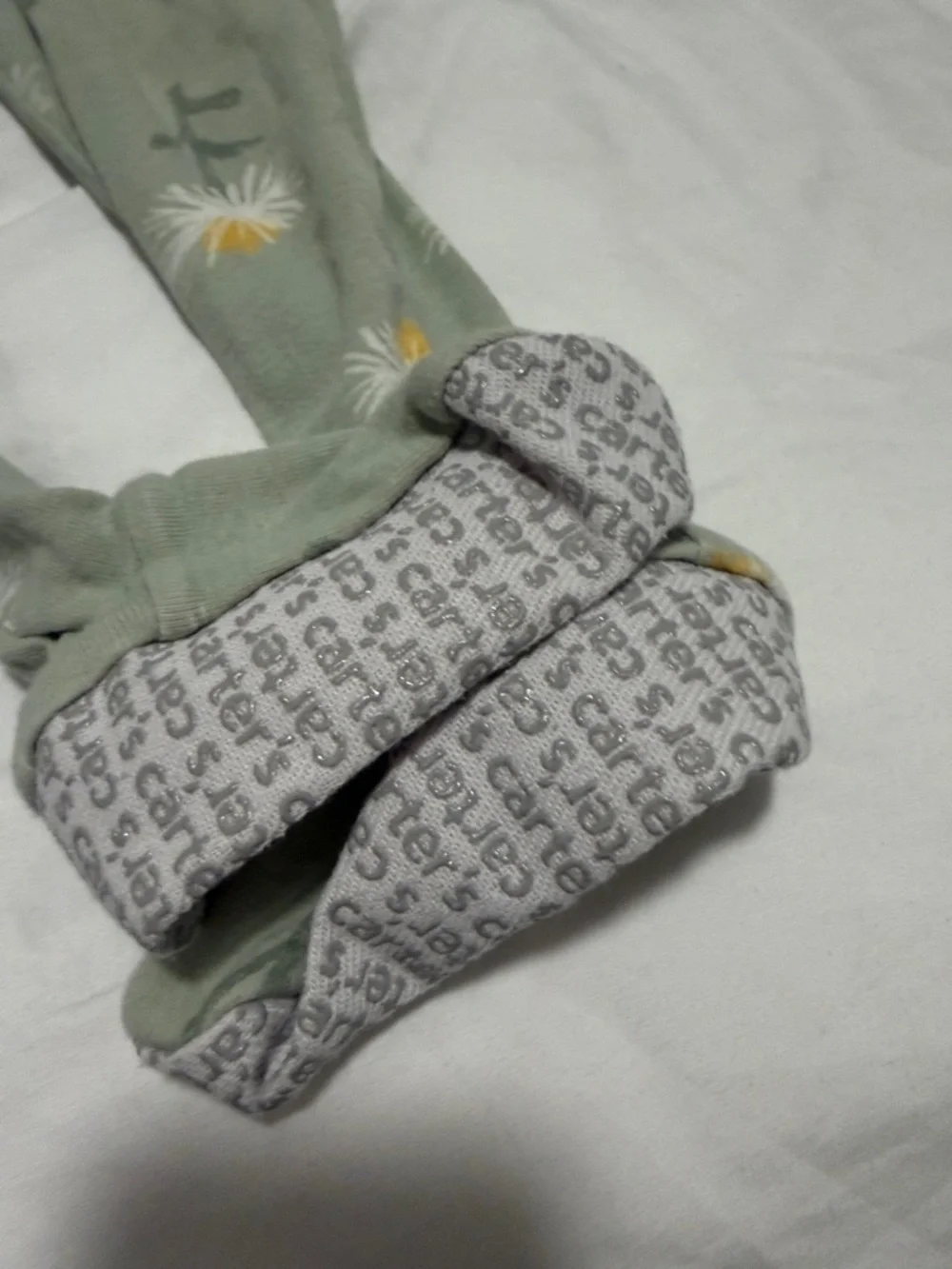 Carter's Sage Green Floral Footed One-Piece Pajamas